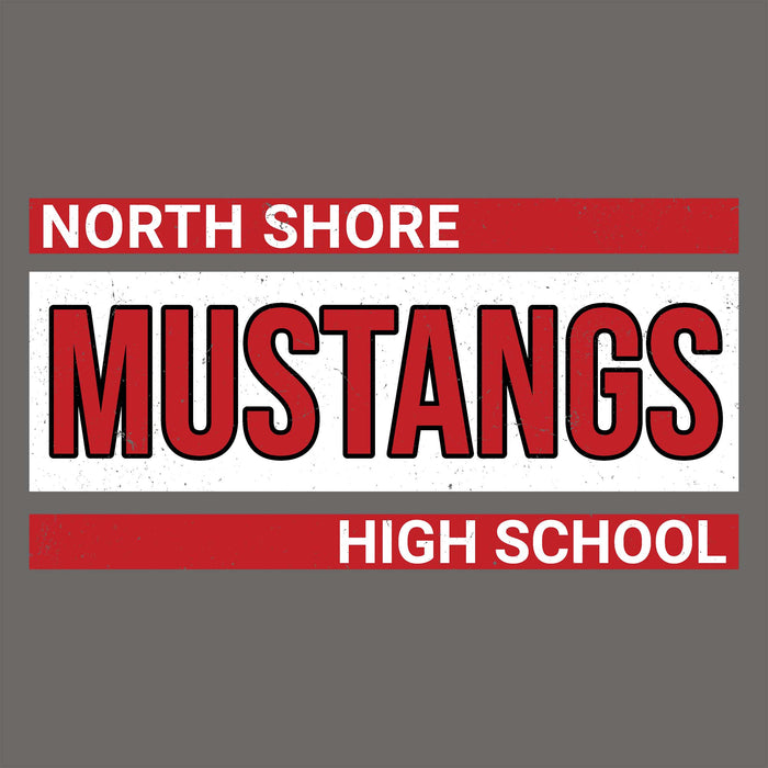 Close-up view of North Shore High School Mustangs Dark Grey Classic Unisex T-shirt 098