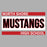 Close-up view of North Shore High School Mustangs Unisex 3/4 Sleeve Raglan T-shirt 098