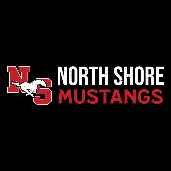 Close-up view of North Shore High School Mustangs Women's Black SoftStyle T-shirt 200