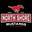 Close-up view of North Shore High School Mustangs Women's Black SoftStyle T-shirt 202