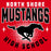 Close-up view of North Shore High School Mustangs Women's Red SoftStyle T-shirt 204