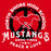 North Shore High School Mustangs logo with a horse and peace symbol on a red background - Classic t-shirts - design 206