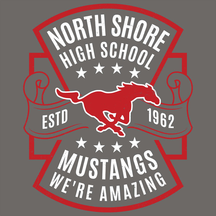Close-up view of North Shore High School Mustangs Dark Grey Classic Unisex T-shirt 207