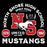 Close-up view of North Shore High School Mustangs Unisex 3/4 Sleeve Raglan T-shirt 208
