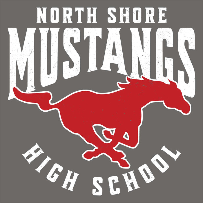 Close-up view of North Shore High School Mustangs Dark Grey Classic Unisex T-shirt 213