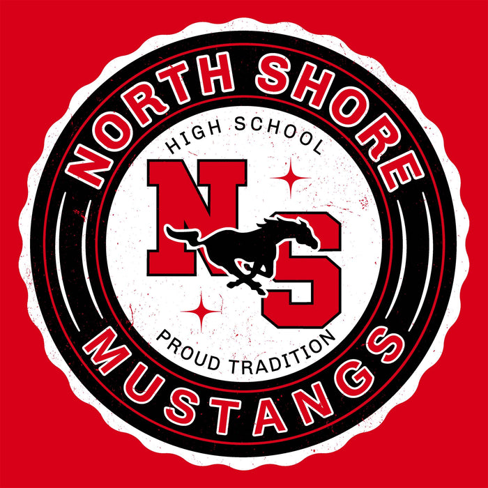 Close-up view of North Shore High School Mustangs Red Classic Unisex T-shirt 216