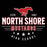 Close-up view of North Shore High School Mustangs Unisex 3/4 Sleeve Raglan T-shirt 217