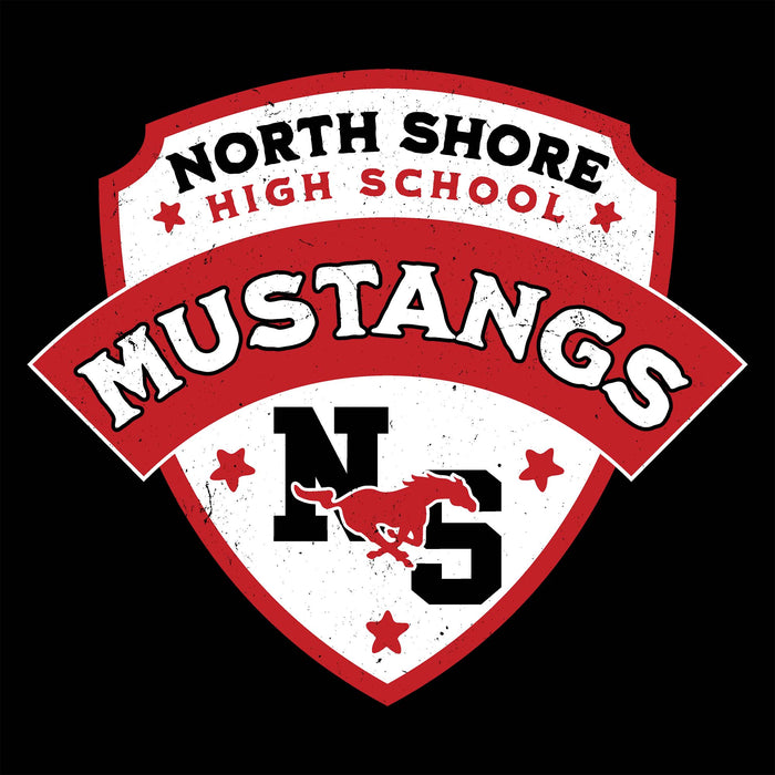 Close-up view of North Shore High School Mustangs Black Classic Unisex T-shirt 221