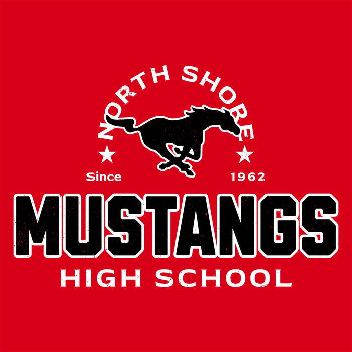 Close-up view of North Shore High School Mustangs Red Classic Unisex T-shirt 222