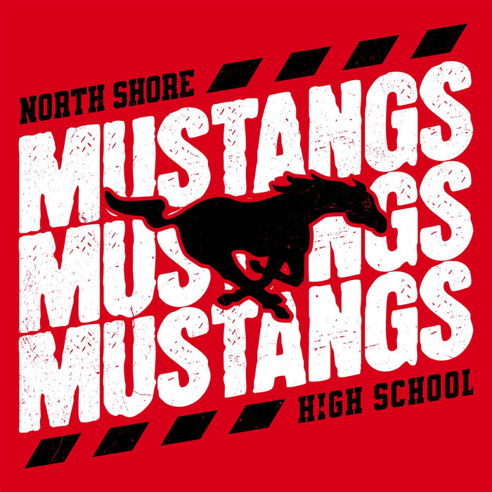 Close-up view of North Shore High School Mustangs Red Classic Unisex T-shirt 223