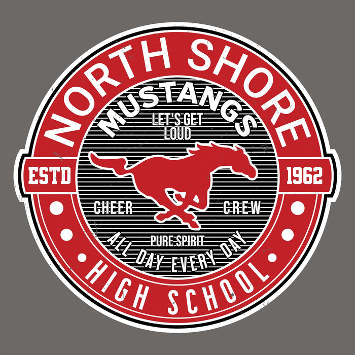 Close-up view of North Shore High School Mustangs Dark Grey Classic Unisex T-shirt 224