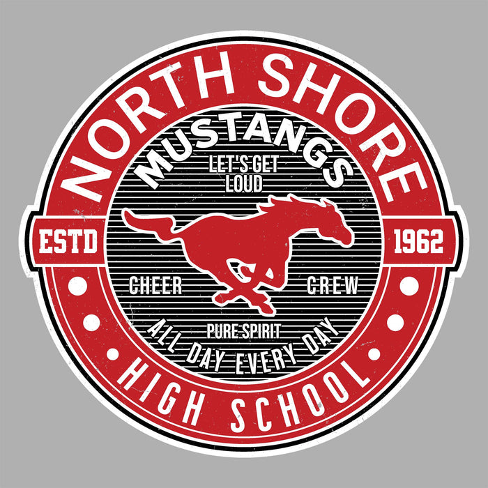 Circular logo with 'North Shore Mustangs' text and a horse icon on a gray background - Women's T-shirt design 224