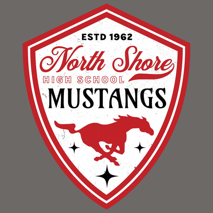 Close-up view of North Shore High School Mustangs Dark Grey Classic Unisex T-shirt 225