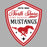 Close-up view of North Shore High School Mustangs Unisex 3/4 Sleeve Raglan T-shirt 225