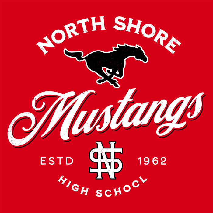 Close-up view of North Shore High School Mustangs Red Classic Unisex T-shirt 226
