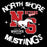 Close-up view of North Shore High School Mustangs Unisex 3/4 Sleeve Raglan T-shirt 228