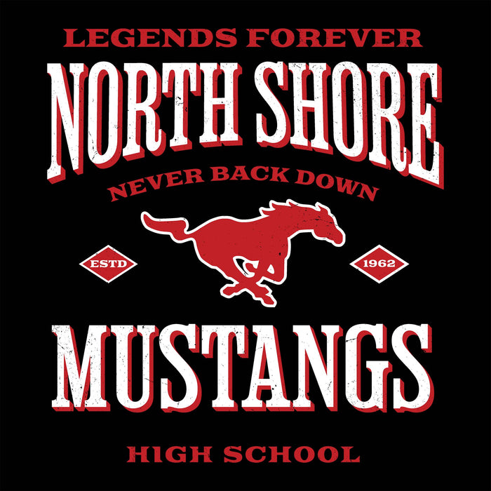 Close-up view of North Shore High School Mustangs Black Classic Unisex T-shirt 230
