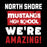 Close-up view of North Shore High School Mustangs Unisex 3/4 Sleeve Raglan T-shirt 231