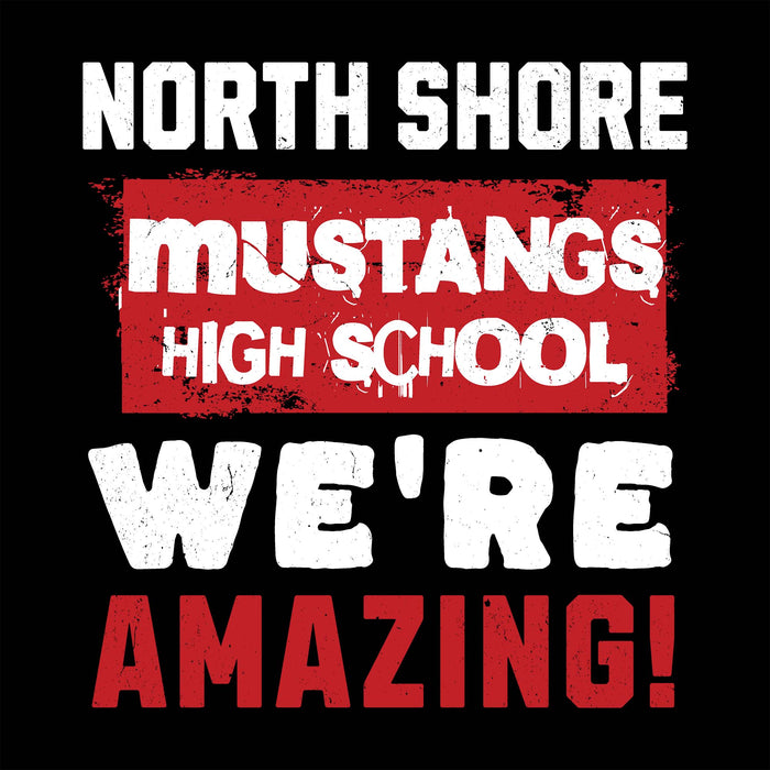 Close-up view of North Shore High School Mustangs Black Classic Unisex T-shirt 231