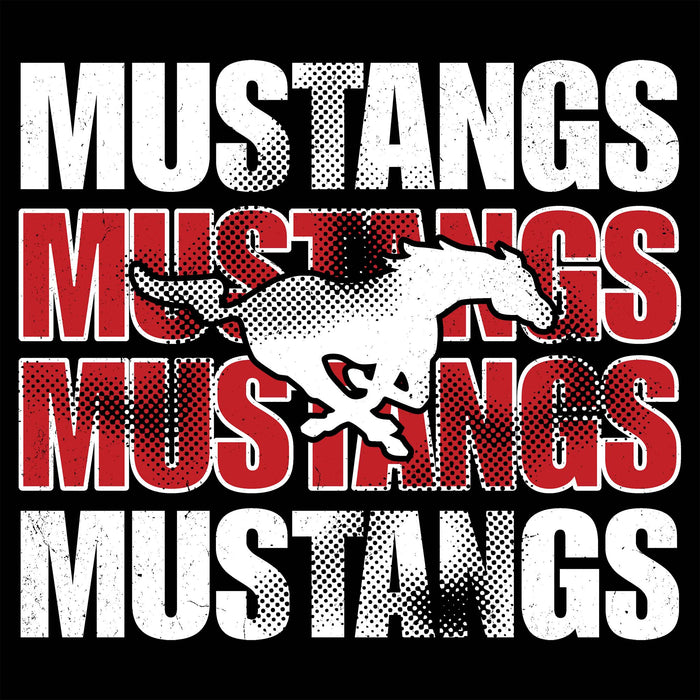 Close-up view of North Shore High School Mustangs Unisex 3/4 Sleeve Raglan T-shirt 233