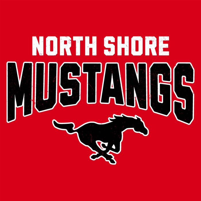 Close-up view of North Shore High School Mustangs Red Classic Unisex T-shirt 234