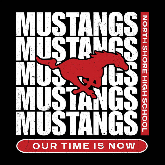 Close-up view of North Shore High School Mustangs Black Classic Unisex T-shirt 235
