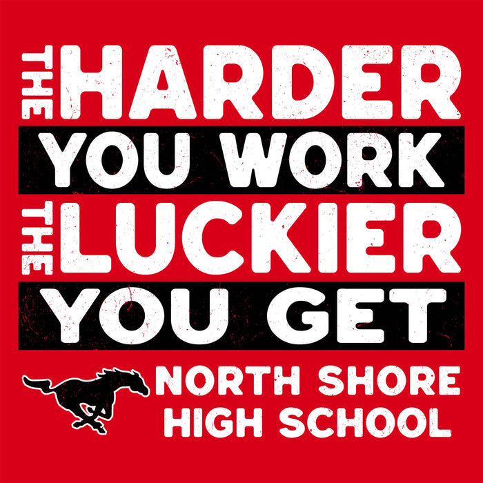 Close-up view of North Shore High School Mustangs Red Classic Unisex T-shirt 238