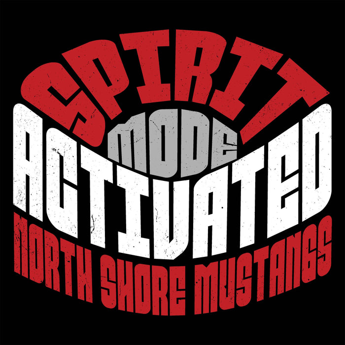 Close-up view of North Shore High School Mustangs Women's Black SoftStyle T-shirt 242