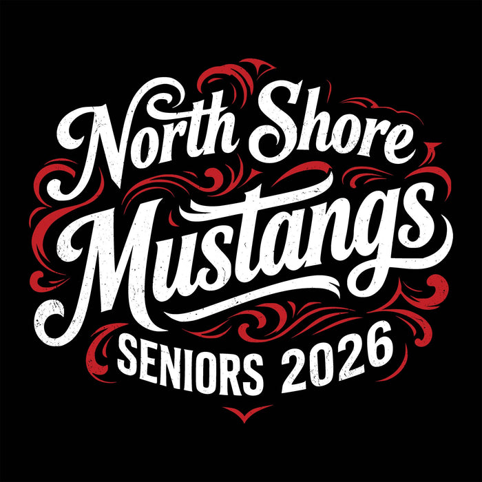 Design with 'North Shore Mustangs Seniors 2026' text on a black background - Classic t-shirt design 253