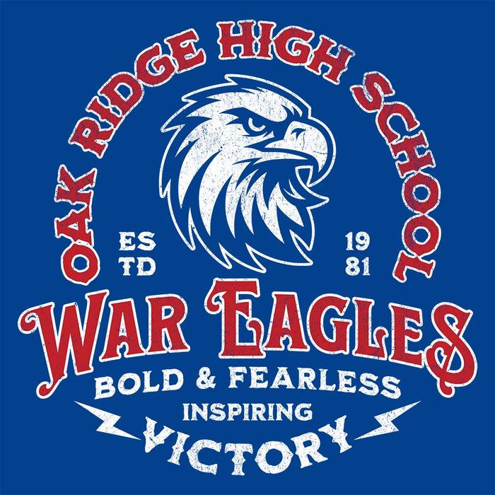 Close-up of Oak Ridge High School War Eagles Royal Blue Premium Unisex T-shirt 206