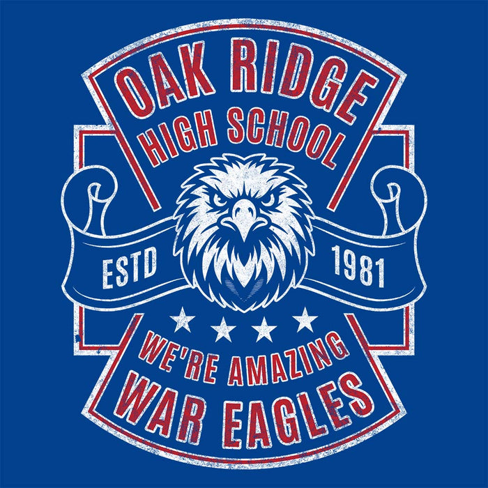 Close-up of Oak Ridge High School War Eagles Royal Blue Premium Unisex Hoodie 207