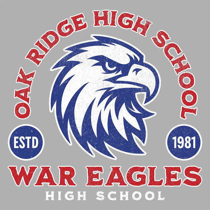 Close-up of Oak Ridge High School War Eagles Unisex 3/4 sleeve Raglan T-shirt 208