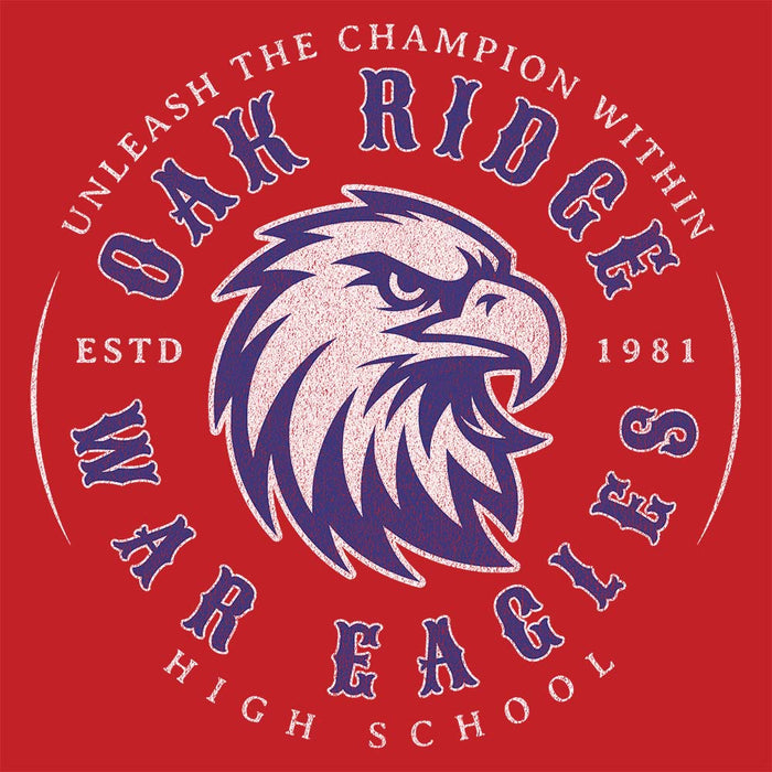 Close-up of Oak Ridge High School War Eagles Red Premium Unisex T-shirt 210