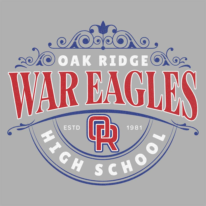 Close-up of Oak Ridge High School War Eagles Unisex 3/4 sleeve Raglan T-shirt 213