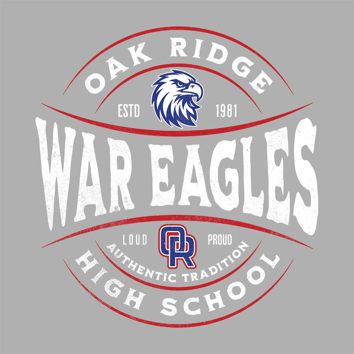 Close-up of Oak Ridge High School War Eagles Carbon Grey Premium Unisex Hoodie 218