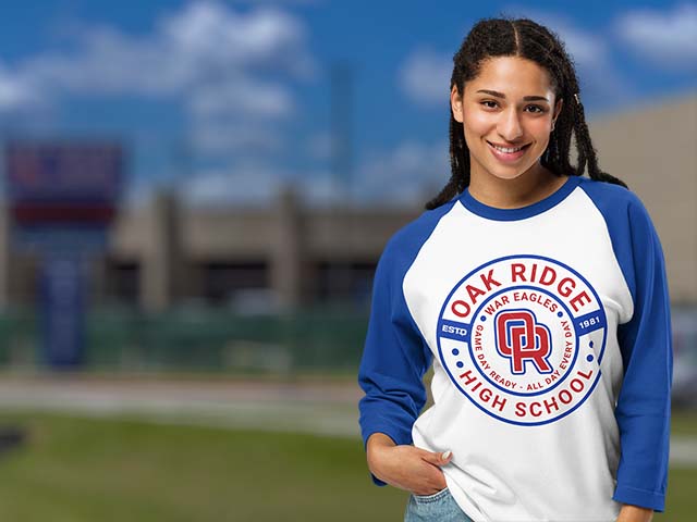 Oak Ridge High School War Eagles Raglan T-shirts All Products Page