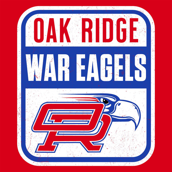 Close-up view of Oak Ridge High School War Eagles Women's Red SoftStyle T-shirt 001