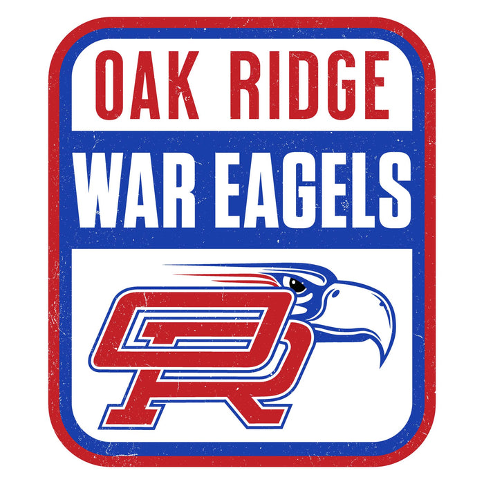 Close-up view of Oak Ridge High School War Eagles Unisex 3/4 sleeve Raglan T-shirt 001