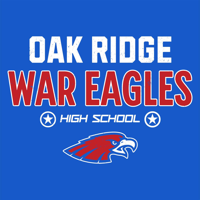 Close-up view of Oak Ridge High School War Eagles Women's Royal Blue SoftStyle T-shirt 003