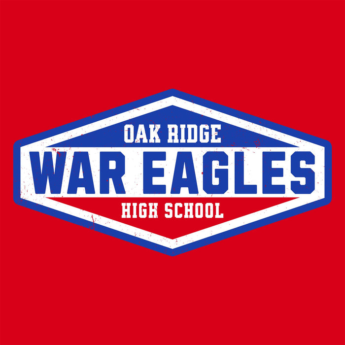 Close-up view of Oak Ridge High School War Eagles Women's Red SoftStyle T-shirt 009