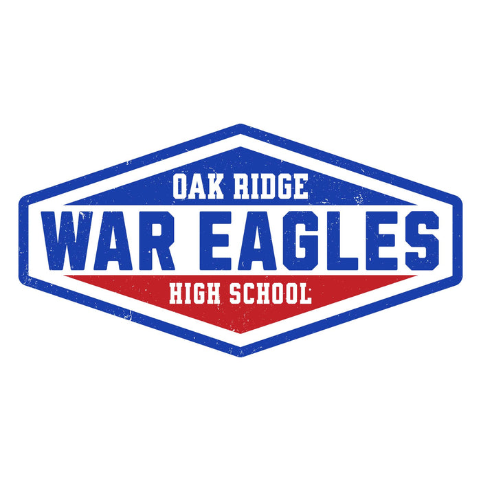 Close-up view of Oak Ridge High School War Eagles Unisex 3/4 sleeve Raglan T-shirt 009