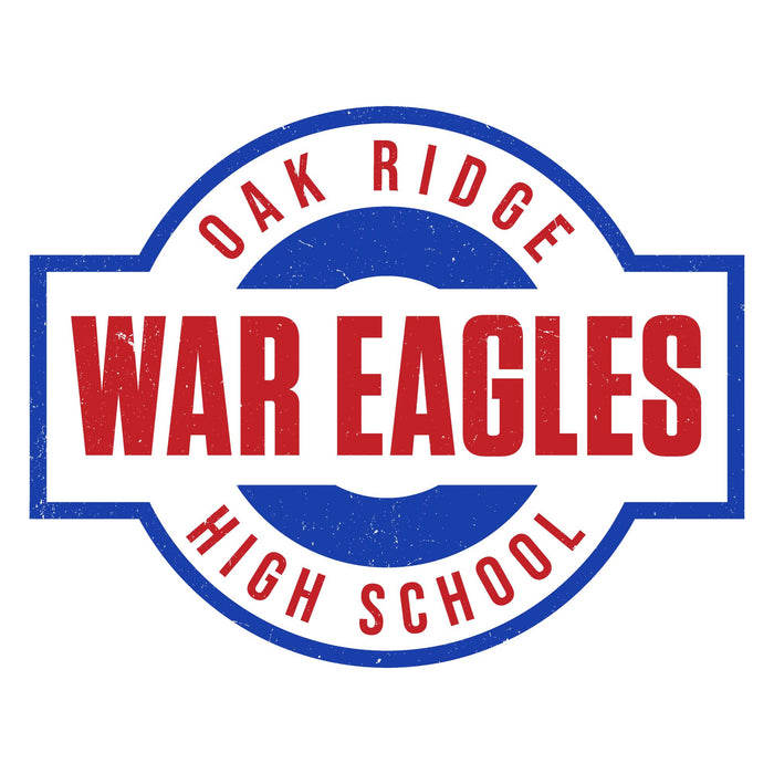 Close-up view of Oak Ridge High School War Eagles Unisex 3/4 sleeve Raglan T-shirt 011