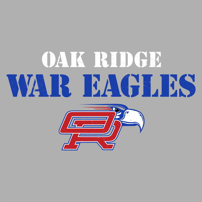 Close-up view of Oak Ridge High School War Eagles Women's Grey SoftStyle T-shirt 017