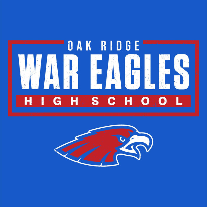 Close-up view of Oak Ridge High School War Eagles Women's Royal Blue SoftStyle T-shirt 049