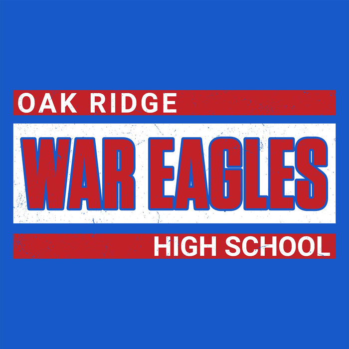 Close-up view of Oak Ridge High School War Eagles Royal Blue Classic Unisex T-shirt 098