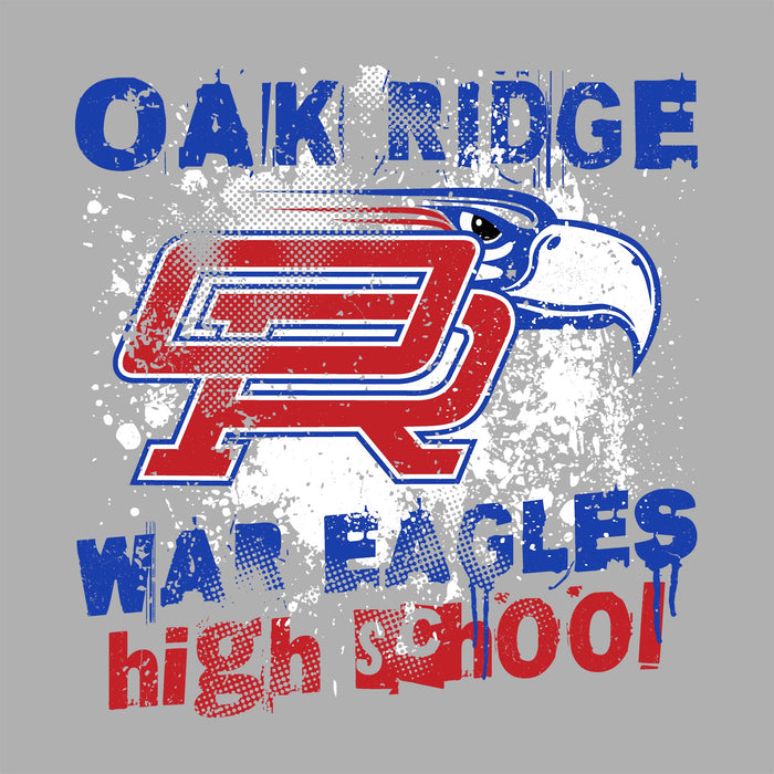 Close-up view of Oak Ridge High School War Eagles Women's Grey SoftStyle T-shirt 205