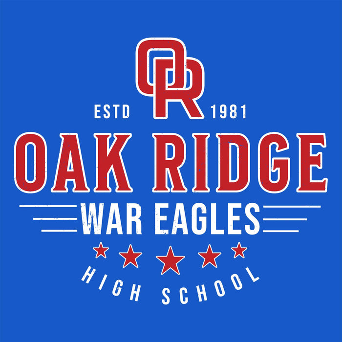 Close-up view of Oak Ridge High School War Eagles Royal Blue Classic Unisex T-shirt 217
