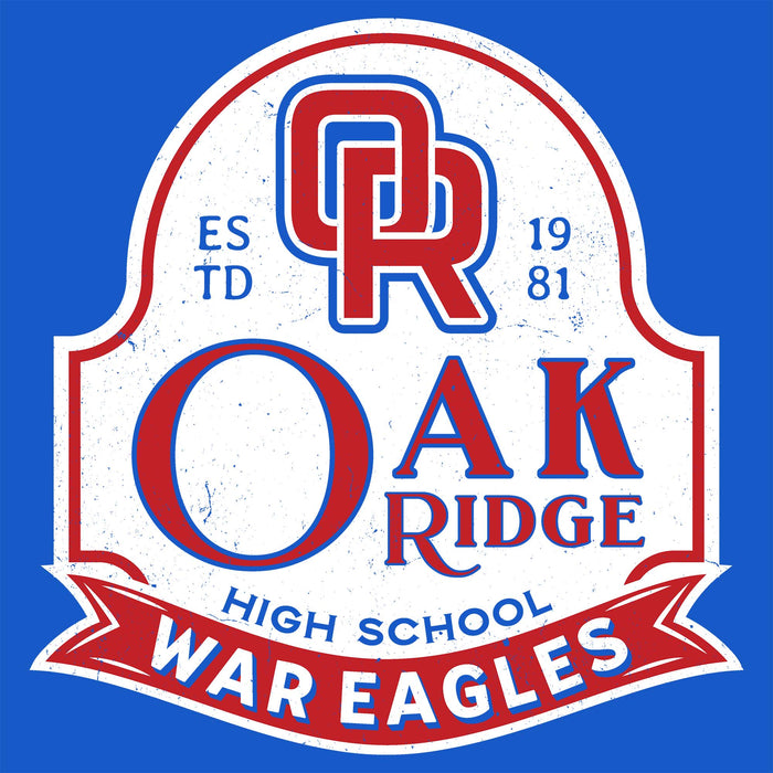Close-up view of Oak Ridge High School War Eagles Royal Blue Classic Unisex T-shirt 219