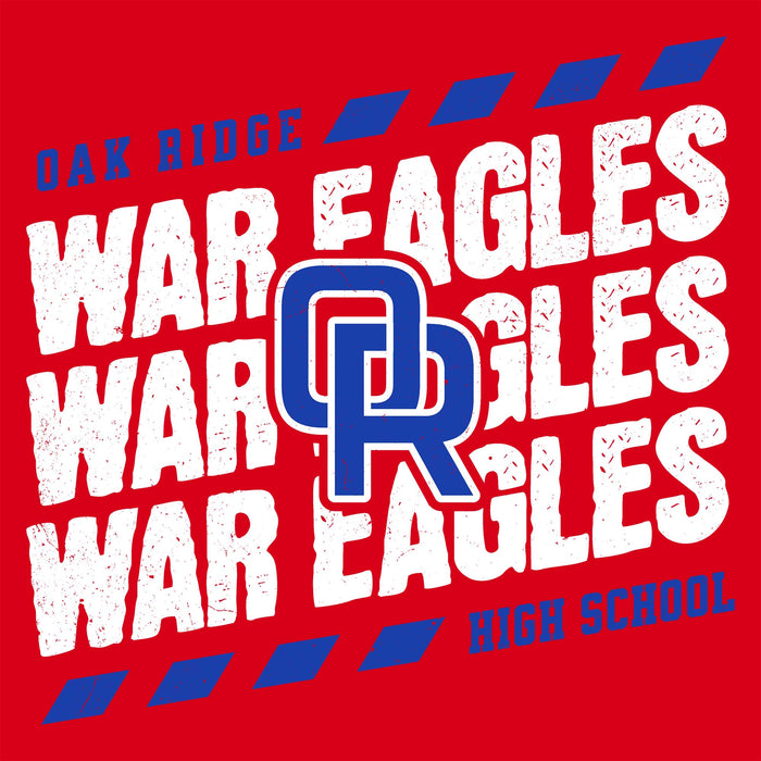 Close-up view of Oak Ridge High School War Eagles Red Classic Unisex T-shirt 223
