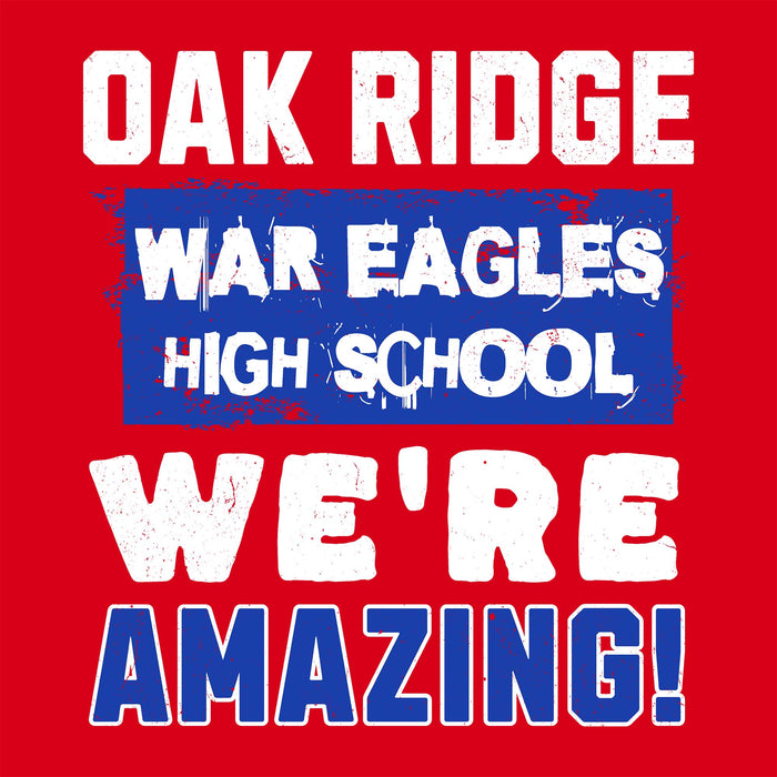 Close-up view of Oak Ridge High School War Eagles Red Classic Unisex T-shirt 231